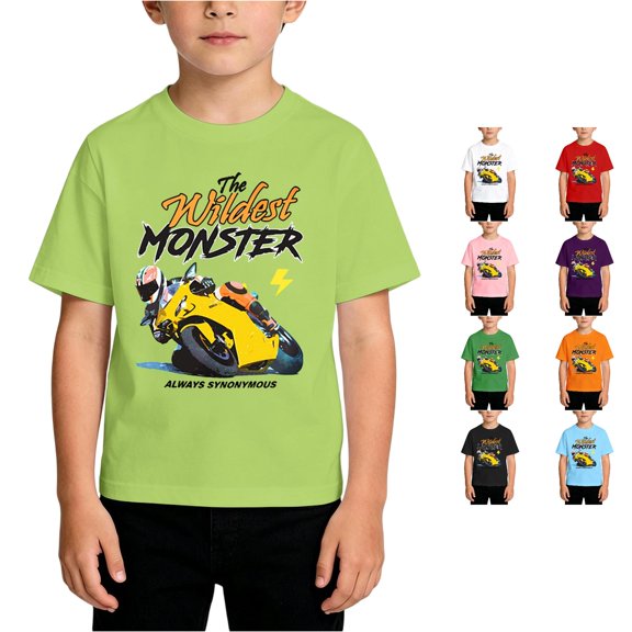 WhouRiu Boys Fashion Graphic Tees Back To School Kids Short Sleeve Crew Neck Tshirt Comfortable Cute Casual Summer T Shirts,12-14 Years