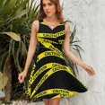 thumbnail image 7 of Caution Tape Dress Fashion Beach Long Dresses Female Party Printed Sundress, 7 of 7