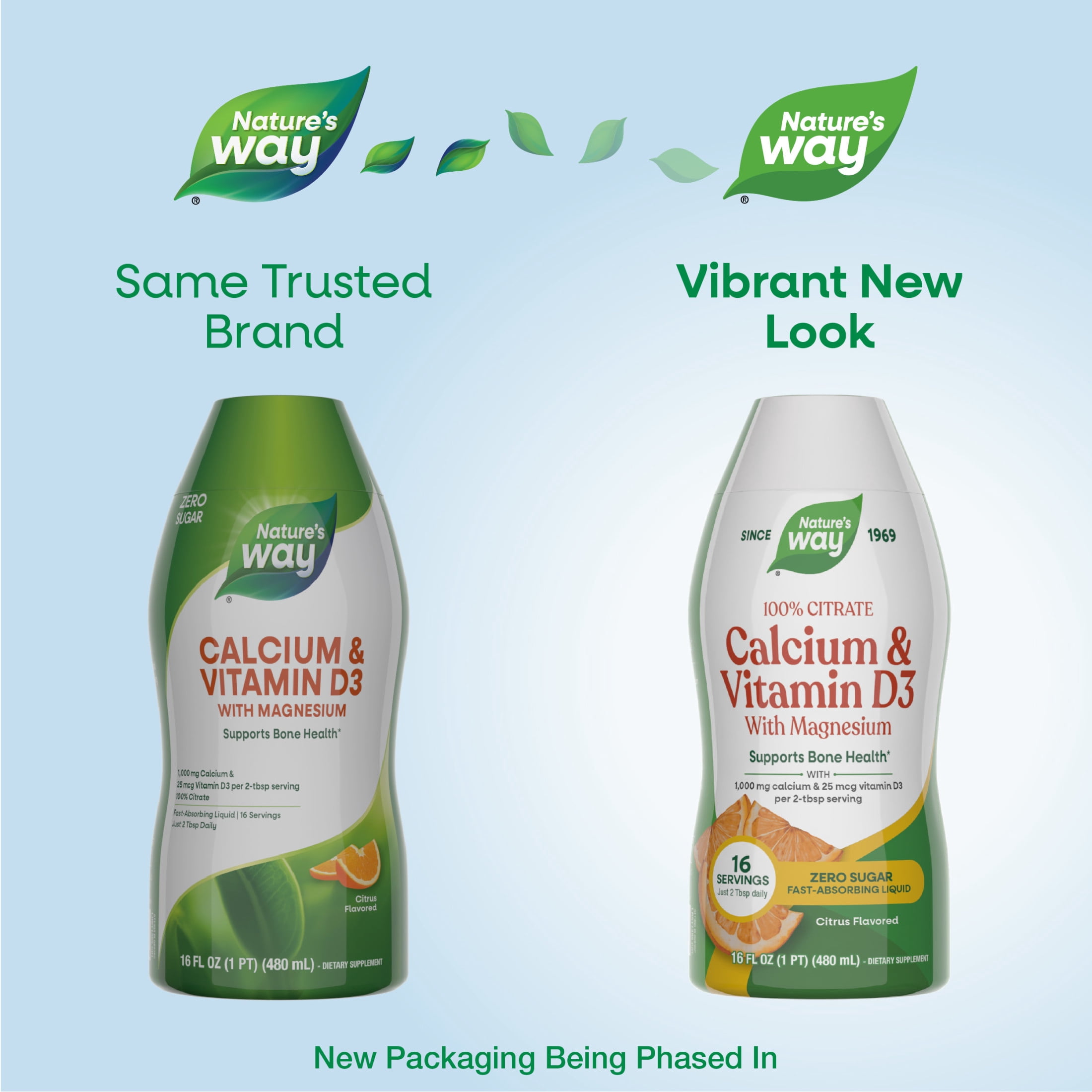 Nature's Way Calcium & Vitamin D3 with Magnesium Liquid, Bone Health*, Citrus Flavored, 16 fl oz