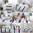 thumbnail image 5 of 3 Piece Navy Blue Aqua Striped Duvet Cover Set California King, Microfiber Comforter/Quilt Cover with Corner Ties and 2 Pillowcases, Farmhouse Stripe Art All Season Soft Bedding with Zipper Closure, 5 of 8