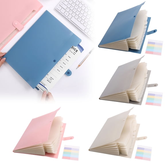 CoreLiving Expanding File Organizer with 12 Pockets, Accordion File Folders with Labels, Portable Document Paper Bill Receipt Organizer, Letter Size, Pink