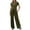 Army Green, variant on Women 2 Piece Casual Suit Pleated Short Sleeve Top and High Waisted Wide Leg Pants Tracksuit Set plus Size Jumpsuits Dressy Pant Suits for Women