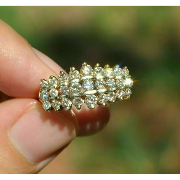 2.00Ct 14k Yellow Gold Plated Round Cut Lab Created Diamond Cluster Wedding Ring