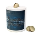 thumbnail image 3 of Chicago Skyline Piggy Bank, Sleeping City Dramatic Urban Resting Popular American Lake Picture, Ceramic Coin Bank Money Box for Cash Saving, 3.6" X 3.2", Night Blue Grey, by Ambesonne, 3 of 4
