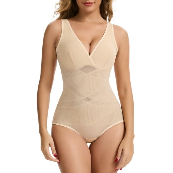Joyshaper Body Shaper for Women Tummy Control Shapewear Waist Trainer Snatched Shaping Seamless V Neck Bodysuit