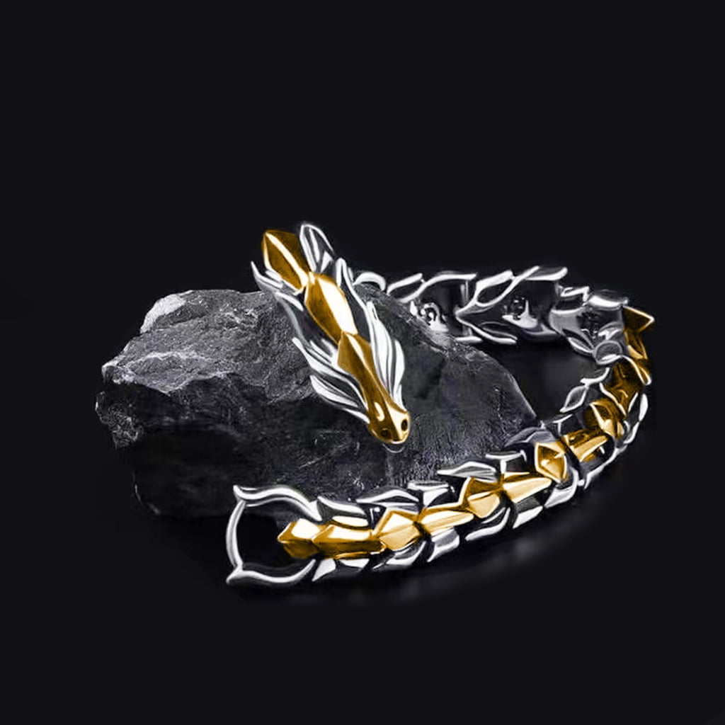 アクセサリー DORAGON BONE LINK BRACELET 24K Gold Dragon Bone Bracelet for Men - Classic Domineering