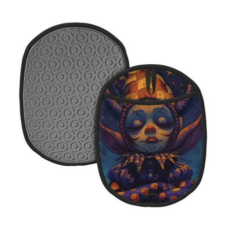 

Matuu Dreamy Jester Under Stars for Non Slip Pot Holder for Kitchen Baking and Cooking Silicone Pot Mat Mitten With Hanging Loop Heat Resistant 7.5 x 9.4 Inches