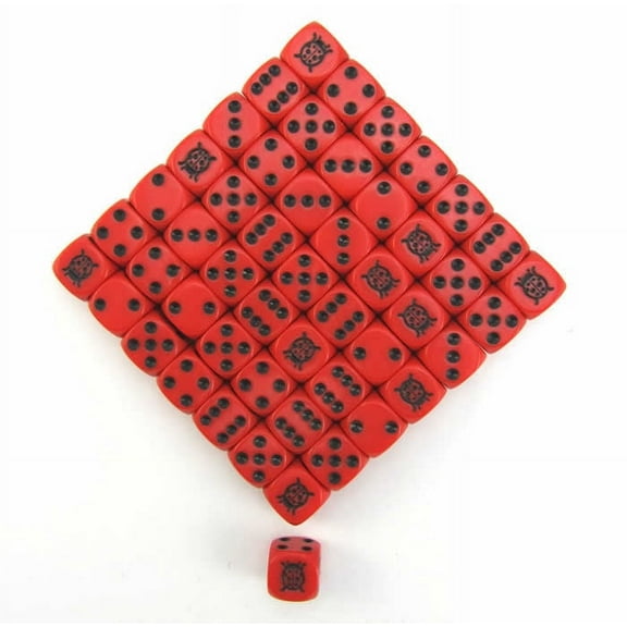 Lady Bug Dice Red Opaque with Black Pips D6 16mm (5/8in) Bulk Pack of 50 Koplow Games