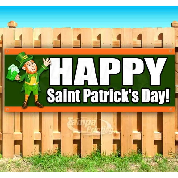 Happy Saint Patrick'S Day! 13 oz Vinyl Banner With Metal Grommets