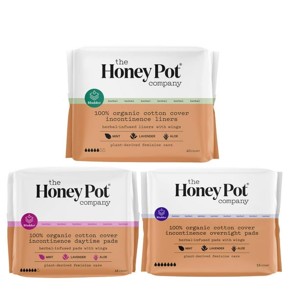The Honey Pot Company - Herbal Pads & Liners for Women - Incontinence Bundle - Infused w/Essential Oils for Cooling Effect - Postpartum Essentials - Feminine Care - FSA & HSA Eligi