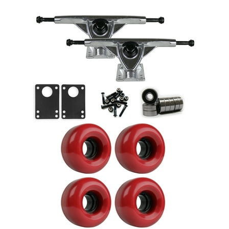 RKP Raw Longboard Trucks Wheels Package 62mm x 38mm 83A 220C Red