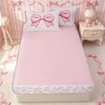 thumbnail image 4 of Erosebridal Glam Large Satin Bow Zipper Twin Comforter Sets with Fitted Sheet and 2 Pillowcases,Soft Leopard Spotted Base Zipper Bedding Set,Bubblegum Pink White,4-Piece,Pink Reversible, 4 of 6