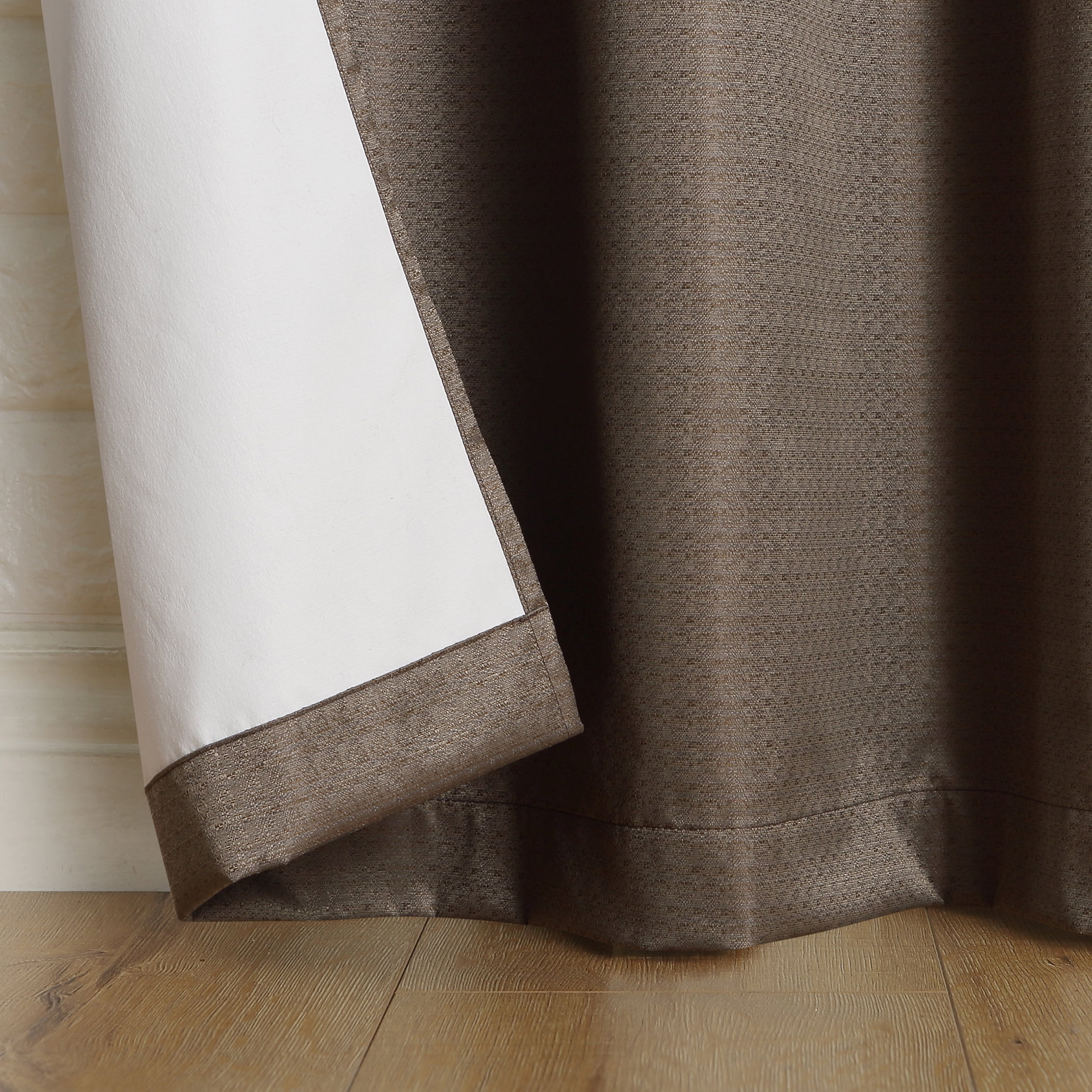 Sun Zero Arlo 2-Piece Textured Thermal Insulated Room Darkening Grommet Curtain Panel Pair, Mocha Brown, 40"W x 84"L