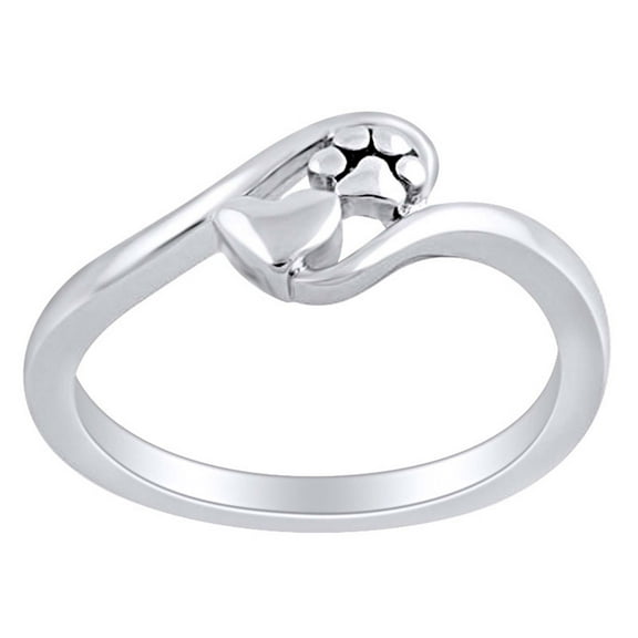 AFFY 14K White Gold over Sterling Silver Bypass Paw Heart Promise Ring for Women Ring-6