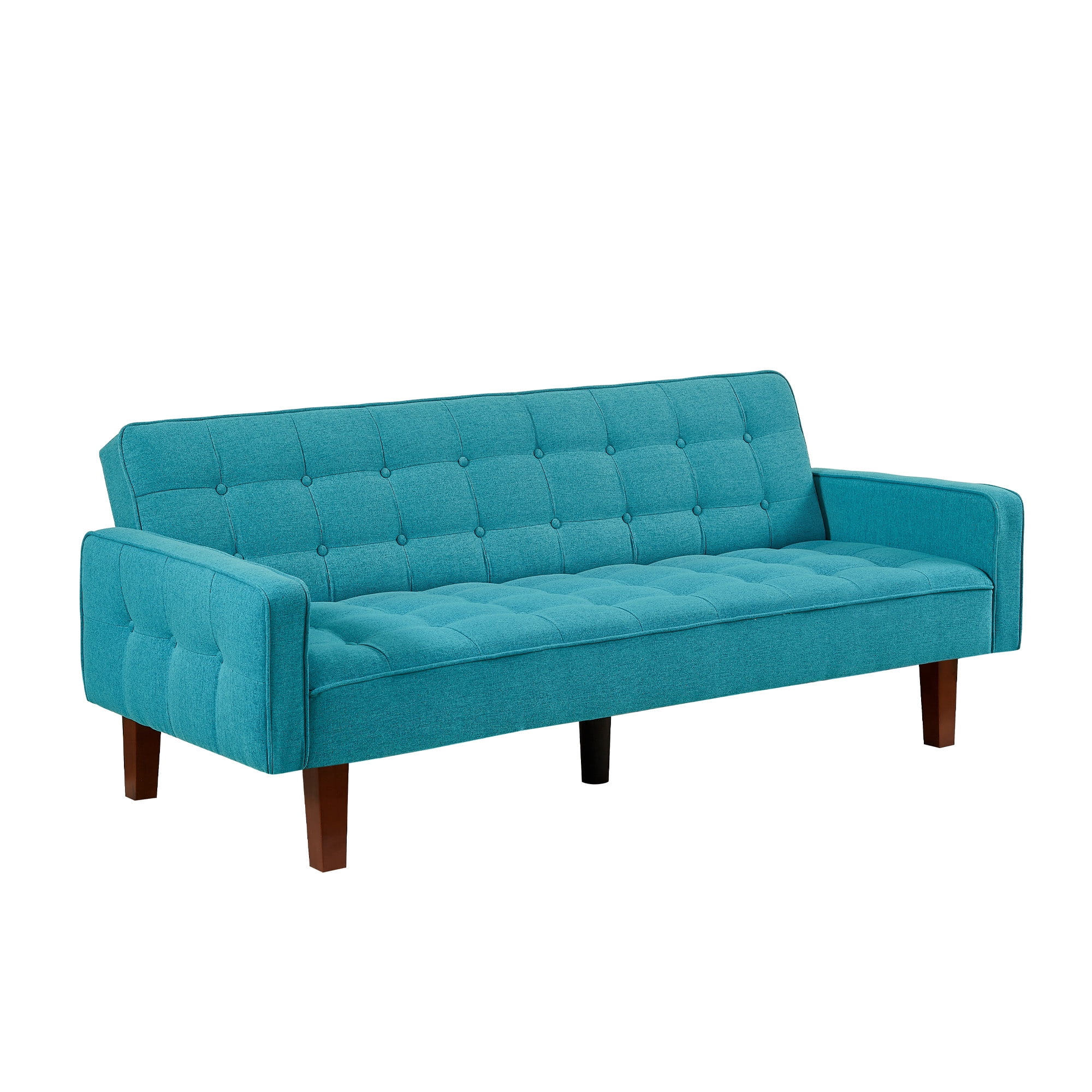 Aukfa 74" Tufted Futon Convertible Sofa Bed, Upholstered Arm Couch for Home Office, Blue
