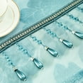 thumbnail image 6 of VOGOL Blue Jacquard Waterfall Valance Curtain, Beaded Tassel Floral Sheer Drapery, 43x39 Inches, Fresh Coastal Window Decor, 6 of 7
