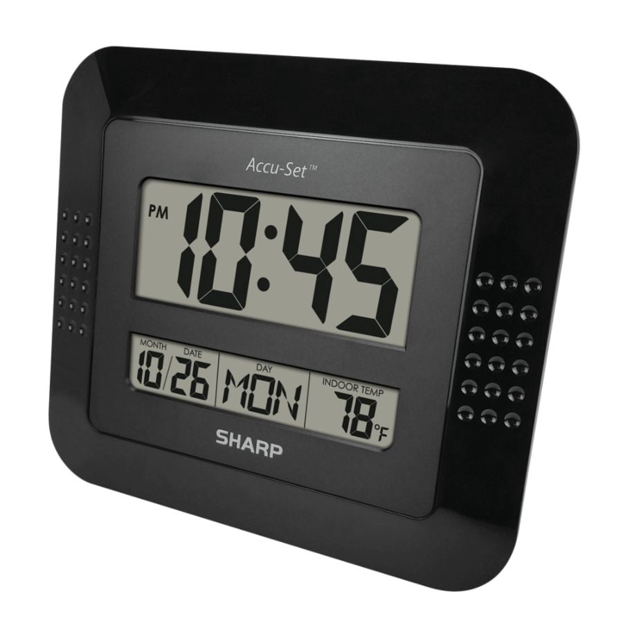 MZ Berger Digital Wall Clock and Calendar, 9in. x 8in, Black"