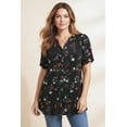 thumbnail image 3 of Roaman's Women's Plus Size Angelina Crinkle Crepe Y-Neck Short Sleeve Tunic, 3 of 6