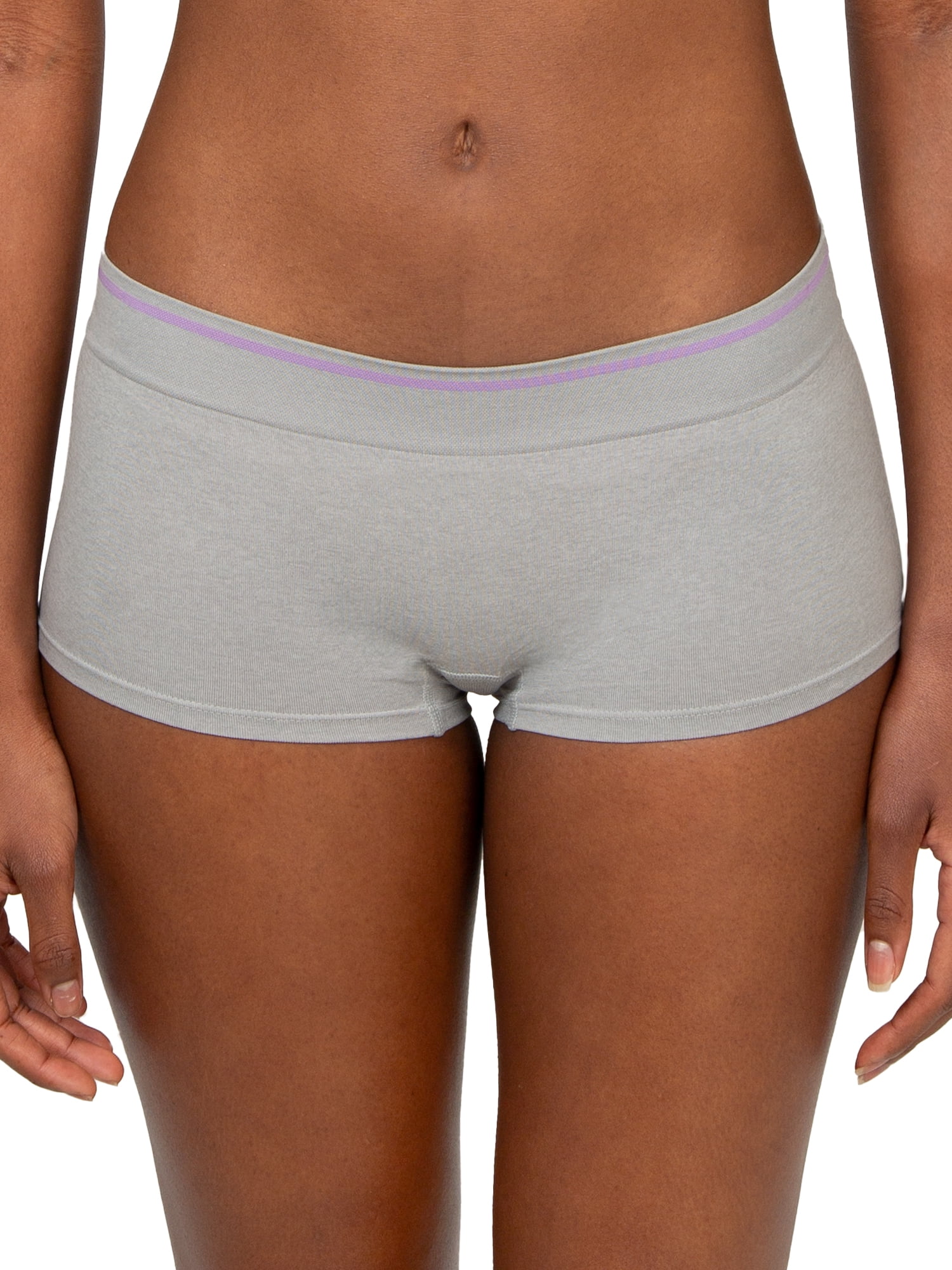 Fruit of the Loom Juniors Hey Shorty Seamless Boyshort, Black Hue/Grey Heather, 2-Pack