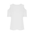 thumbnail image 6 of AherBiu Off Shoulder Tops T Shirts for Women Short Sleeve Summer Basic Solid Color Crewneck Tees, 6 of 6
