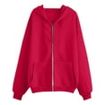 thumbnail image 4 of UngA Women Zip Up Hoodie Oversized Sweatshirt Fleece Jackets Fall Winter Coats 2025 Fashion Womens Hoodies (Red,XL), 4 of 4