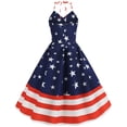 thumbnail image 5 of Usmixi Summer Dresses for Women 4th of July Patriotic Pleated Swing A Line Tank Formal Dresses 2023 Casual Sleeveless V-Neck Star Striped Print Midi Dress Dark Blue XXL, 5 of 7