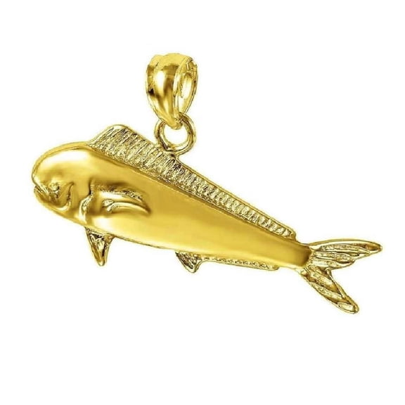 14K Yellow Gold Mahi Mahi Fish Pendant