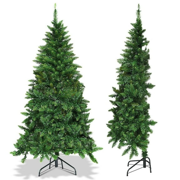 AOJDVE 7 FT Pre-Lit Artificial Half Christmas Tree Xmas 8 Flash Mode w/ 230 LED Lights