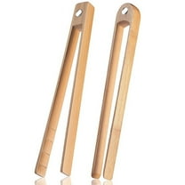 2 Pieces Magnetic Bamboo Toaster Tongs 8.7 Inch Wooden Kitchen Toast Tongs for Cooking, Natural Bamboo Kitchen Utensils