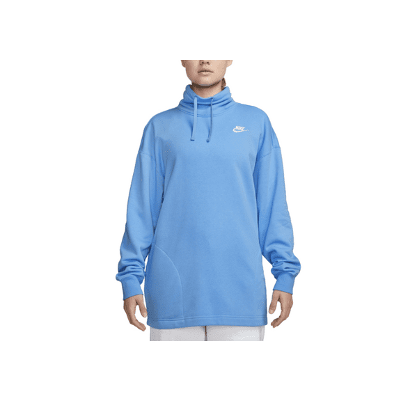 Nike Women's Sportswear Club Fleece Oversized Mock-Neck Sweatshirt - University Blue/white