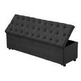 thumbnail image 5 of 60 Inch Modern Pull Out Storage Bench, Textured Dark Gray Fabric, Button Tufting, Lift Top, 5 of 5