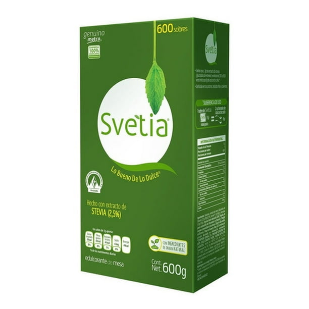 Svetia 600 Sobres de 1g Endulcorante Stevia Sustituto Azúcar Original