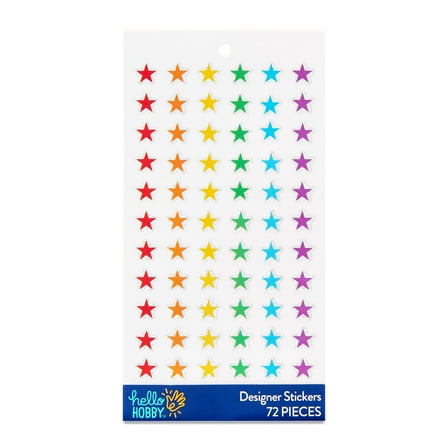 Hello Hobby Multicolor Stars Designer Stickers, 72 Count
