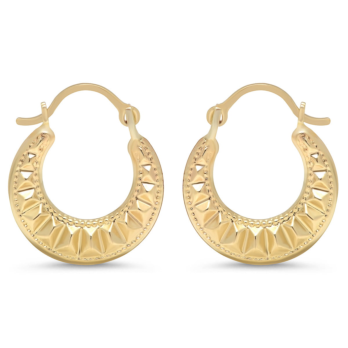 Jewelers 10K Solid Gold Designed Hoop Earrings BOXED - Walmart.com
