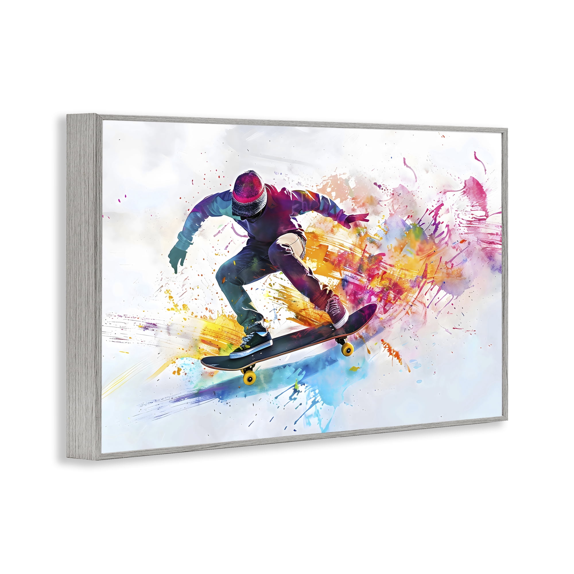 Stupell Industries Skateboarder in Motion Gray Framed Giclee Art, design by Creative Studio