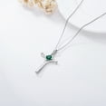 thumbnail image 3 of WINNICACA S925 Sterling Silver Faith Cross Emerald Necklace May Birthstone Religious Crucifix Jewelry Birthday Anniversary Mothers Valentines Day Gifts for Women, 3 of 7