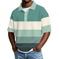 thumbnail image 2 of Men's Polo Shirts Color Block Short Sleeve Button Down Shirts Relaxed Fit Formal Dress Work Golf Collared Shirt, L, 2 of 6