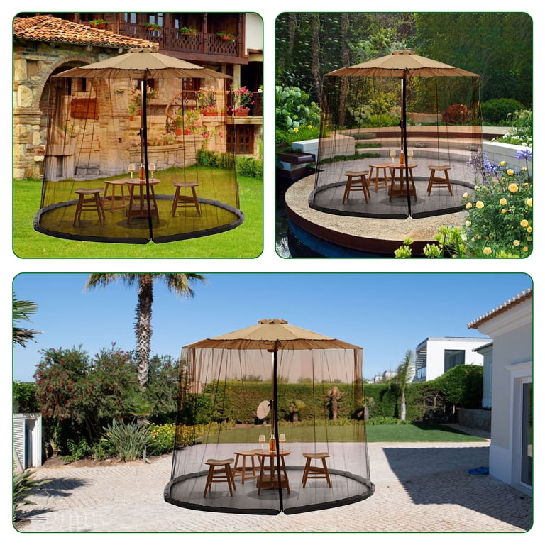 11 ft patio umbrella netting Mosquito Screen fit 9ft to 11ft Market or Hanging Cantilever Umbrellas Protect your family and guests from biting and stinging insects when sitting at an outdoor table by using this Mosquito Netting for Patio by Pure Garden 6Ft To 11Ft Patio Umbrella