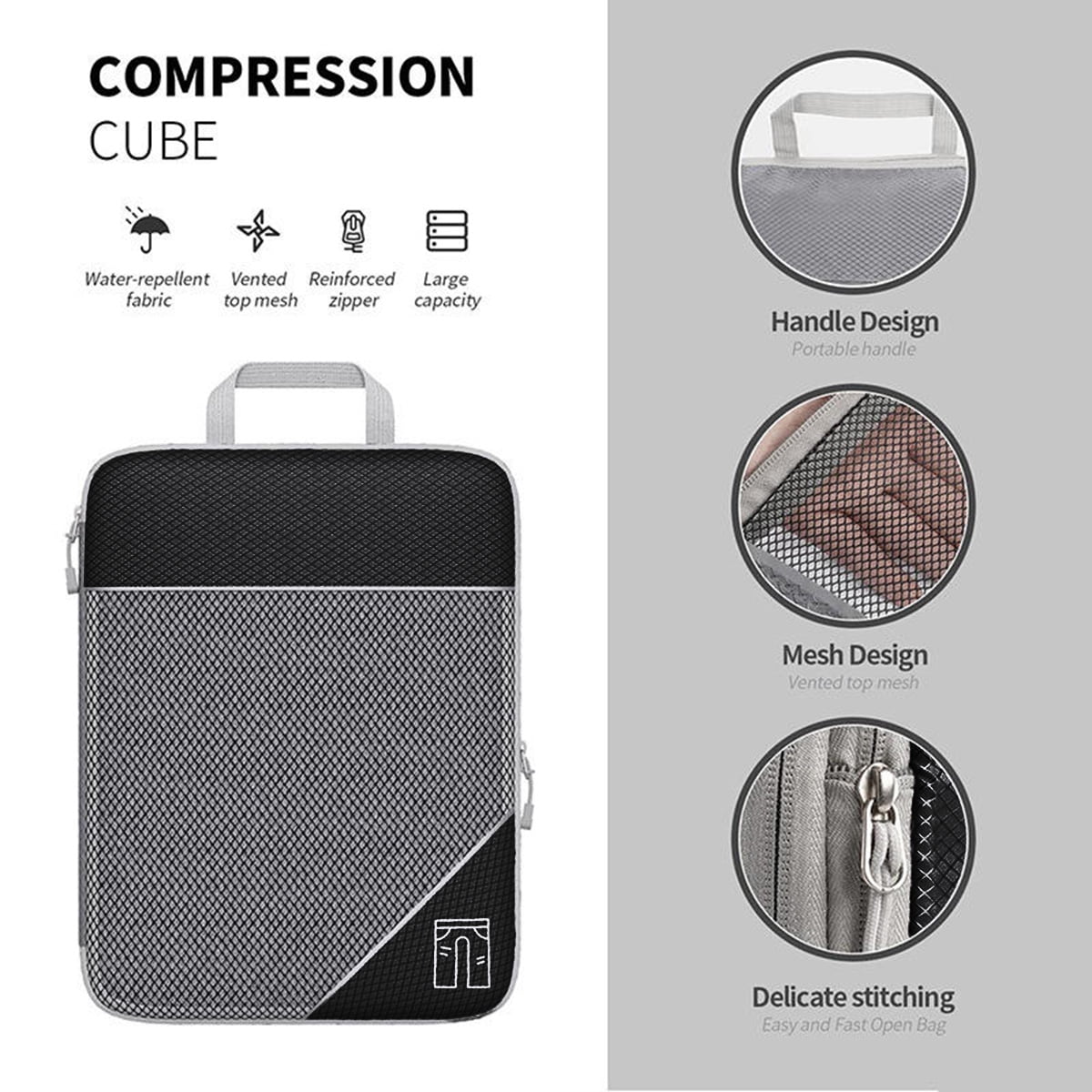 AUXDIQ 6 PCS Compression Packing Cubes Travel Luggage Organizer Bags Set Packing Organizers Compression Suitcase Bag Travel Essential Bag