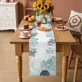 thumbnail image 2 of Coastal Corals Table Runner 72 Inches, Ocean Starfish Beach Conch Turquoise Gray Bed Runner Dresser Scarves Tabletop for Indoor Outdoor Parties/Ceremony/Banquet, 14" x 72", 2 of 9