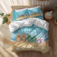 thumbnail image 2 of Slippers Beach Starfish Twin Size Comforter Set, Life Is Better in Flip Flops Bedding for All Seasons, 4 Pcs Bed Set, 1 Quiltcover (68"x86") ,1Sheet(67"x116"), 2Pillowcases (30"x20"), 2 of 9