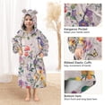 thumbnail image 3 of FORMRS Wearable Blanket Hoodie with Sleeves for Kids Cozy Flannel Sweatshirt, Purple Floral Pattern, 3 of 7