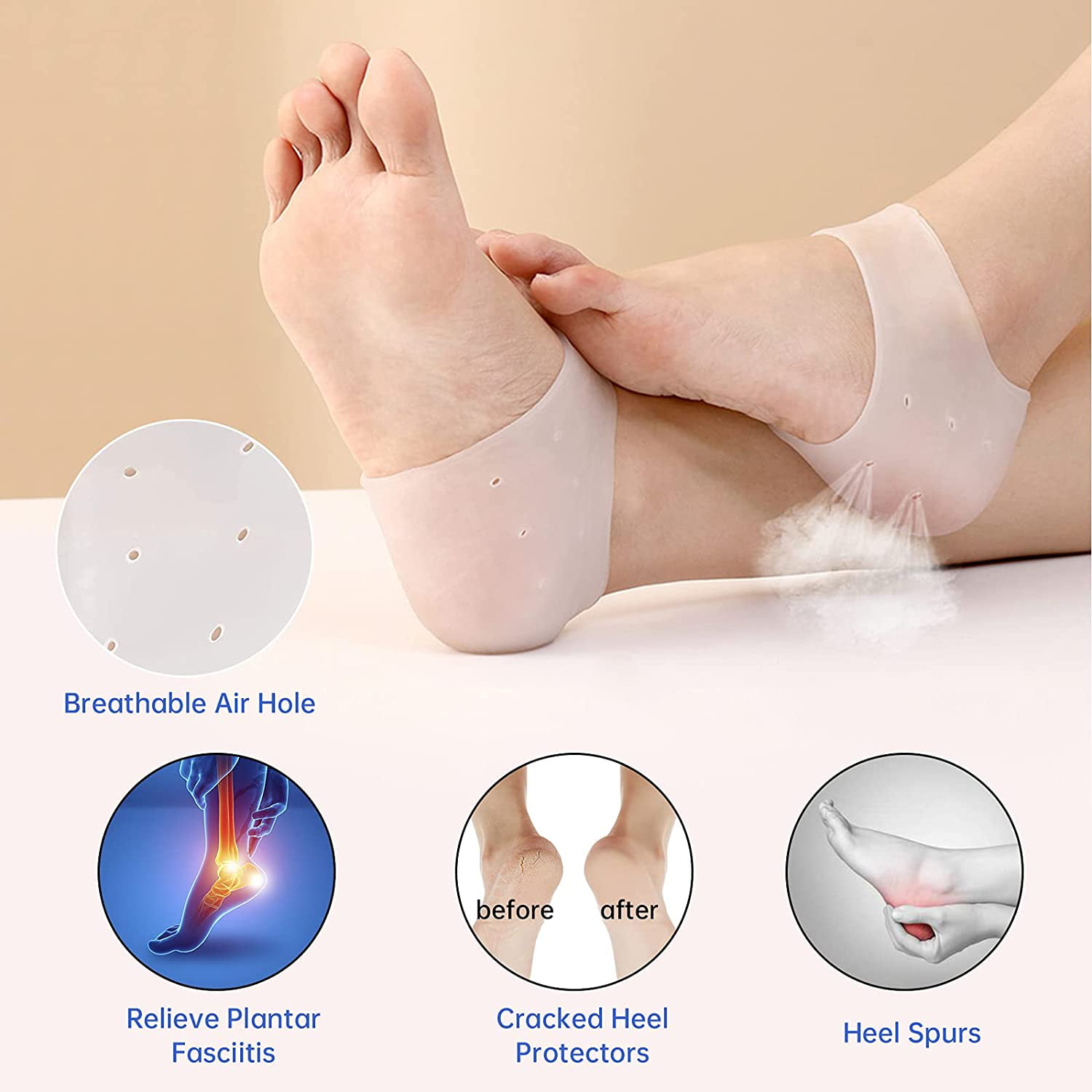 Silicone Heel Protector Pain Relief Anti Cracked Heel Set, Western Wear,  Socks & Gloves Free Delivery India.