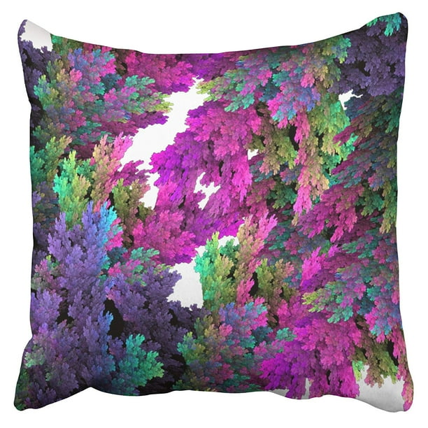 RYLABLUE Whimsical Neon Pink Teal Purple Floral Coral Pillowcase