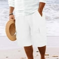thumbnail image 5 of Men's Casual Linen Shorts Summer Beach Comfortable Lightweight Stretch Loose Fit Plain Striped Sports Trousers with Large Pockets Pants for Men 2025 Summer Casual Loose Fit, 5 of 7
