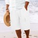 thumbnail image 4 of WILLBEST Pantalones Cortos de Lino de Verano para Hombre, con Bolsillos Grandes, para Playa, Deportivos, de Rayas Lisas, Ligeros y Elásticos, para Verano, Holgados y Casuales., 4 of 6