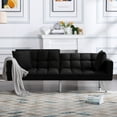 thumbnail image 5 of BSHTI 74”Tufted Futon Sofa Bed,Twin Size Black Velvet Fabric Sleeper Sofa,3 Angles for Adjusting Sofa,for your Home,Office,and Guest Room, 5 of 17