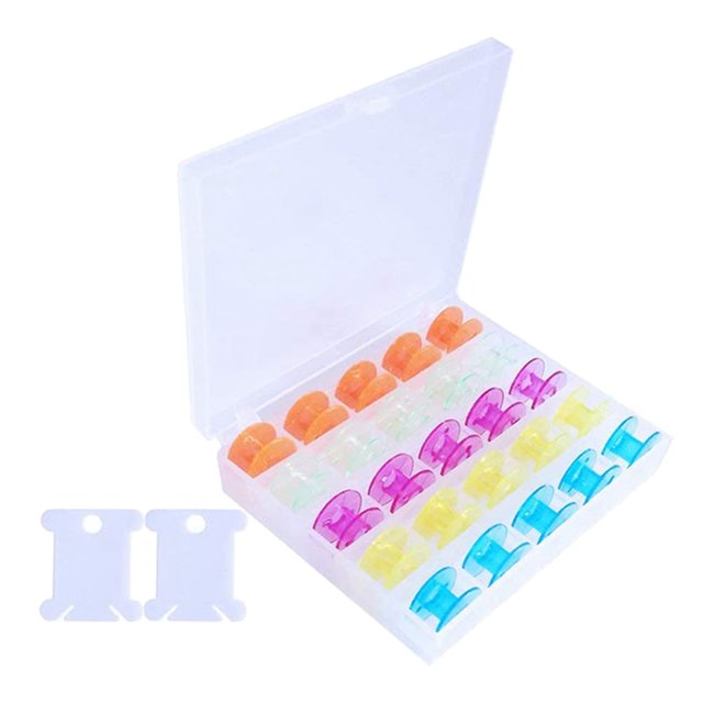 Caja de Bobina con 25 Bobinas + 2 Bobinas para de Coser Floss Bossins - Multicolor Sunnimix Bobinas para máquinas de coser