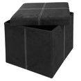 Folding Storage Ottoman Cube Foot Rest Stool Seat PVC Leather 37 x 37 x ...
