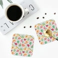 thumbnail image 4 of Lsque Turtle Flower Pattern 4" Drink Coasters Set of 4, PVC Leather Absorbent Coasters, Table Coaster Set Decorative Coffee Cup Coasters Housewarming Gift -Square, 4 of 6